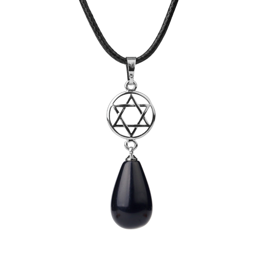 Cordon et son Pendentif Reiki en Obsidienne "Protection & Réconfort" - Goutte Étoilé