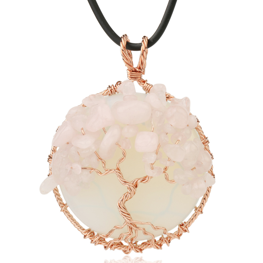 Cordon et son Pendentif Guérison en Opale "Créativité & Spontanéité" - Arbre de vie