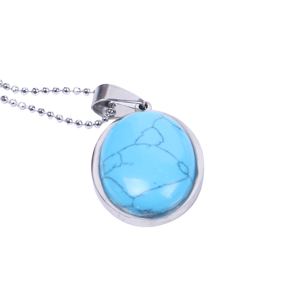 Chaîne et son Pendentif Reiki en Turquoise "Stabilité & Empathie" - Cabochon