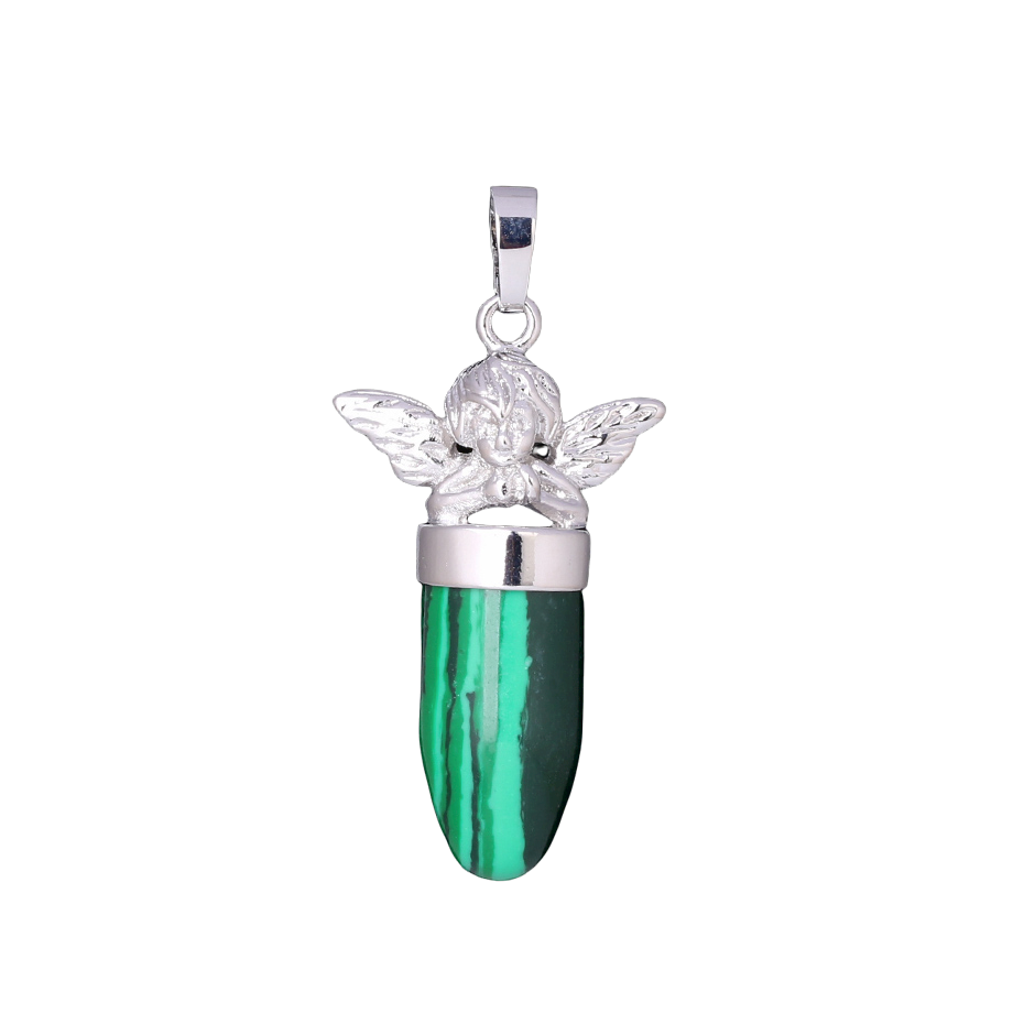 Pendentif en Malachite "Protection & Clairvoyance" - Ange