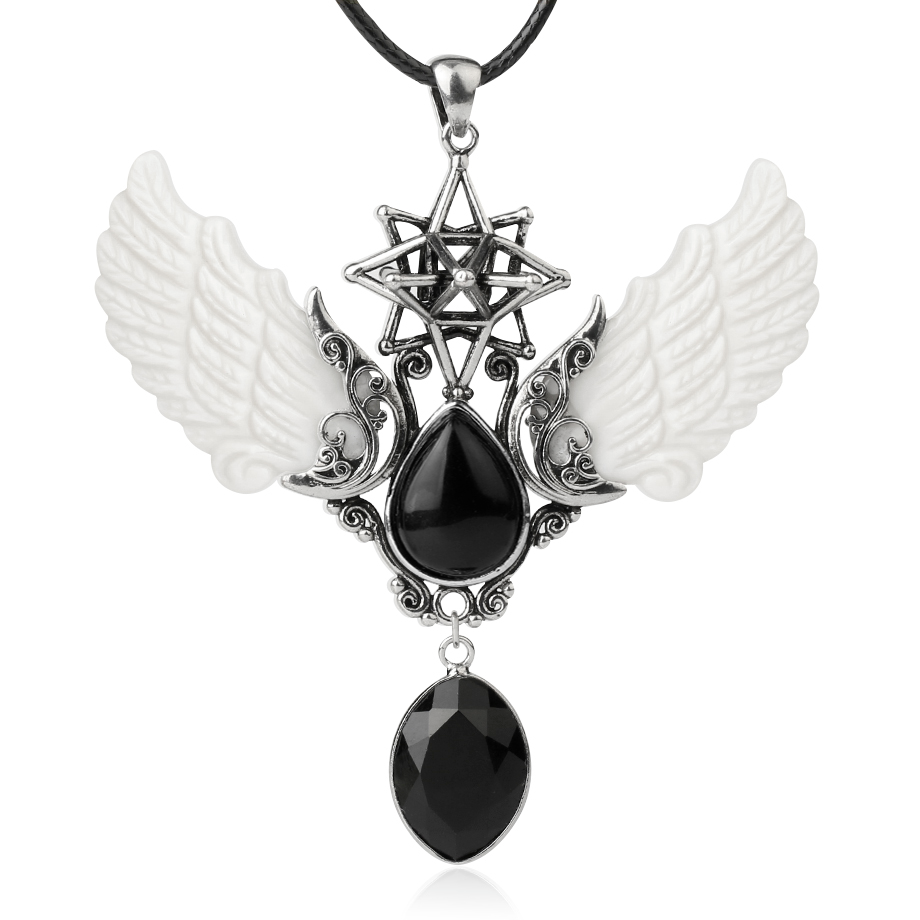 Cordon et son Pendentif en Obsidienne "Protection & Réconfort" - Ailes d'Ange
