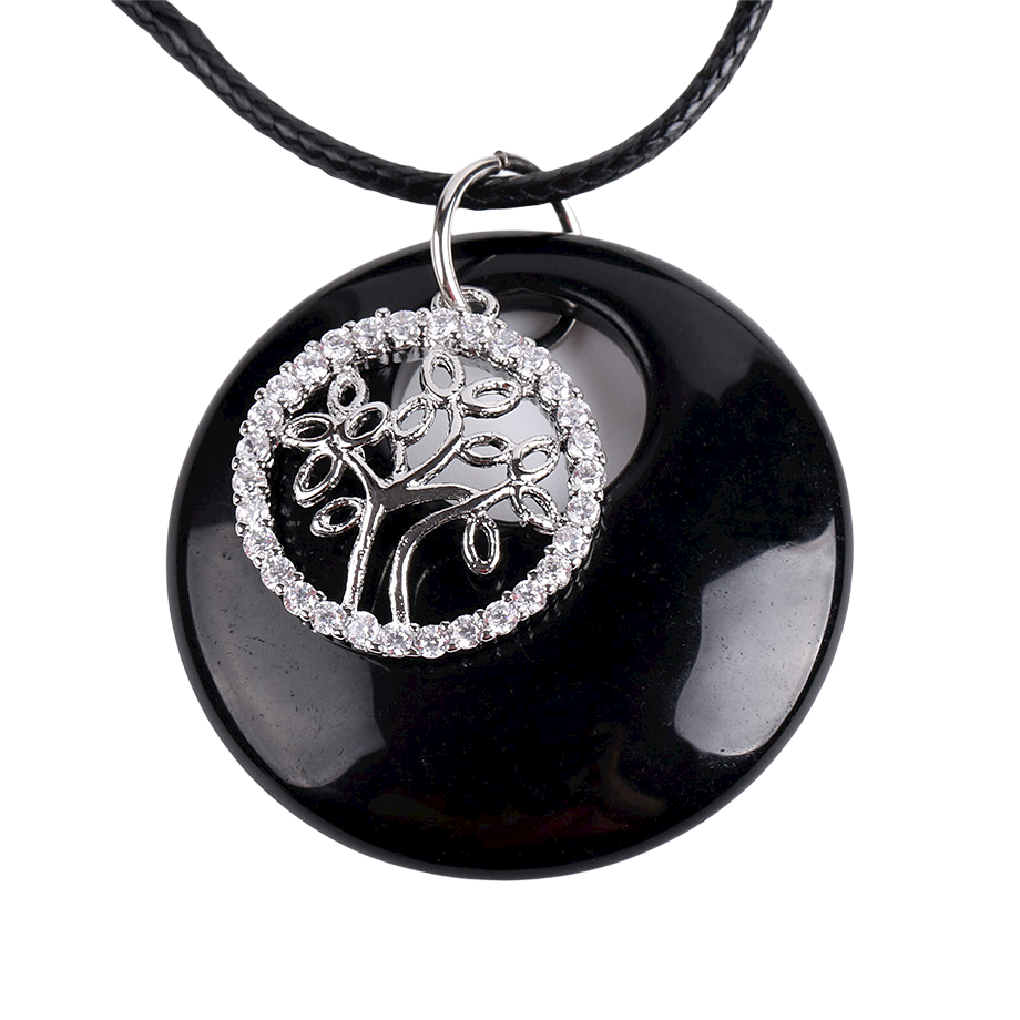 Cordon et son Pendentif Reiki en Obsidienne "Protection & Réconfort" - Arbre de vie