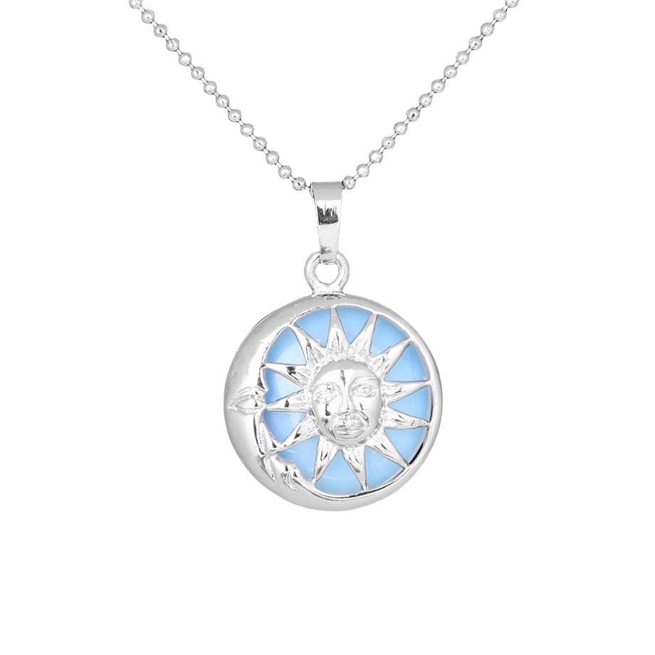 Chaîne et son Pendentif Guérison en Opale "Créativité & Spontanéité" - Soleil & Lune