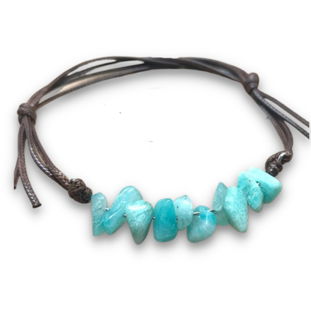 Bracelet en Amazonite "Paix & Courage" - Ajustable