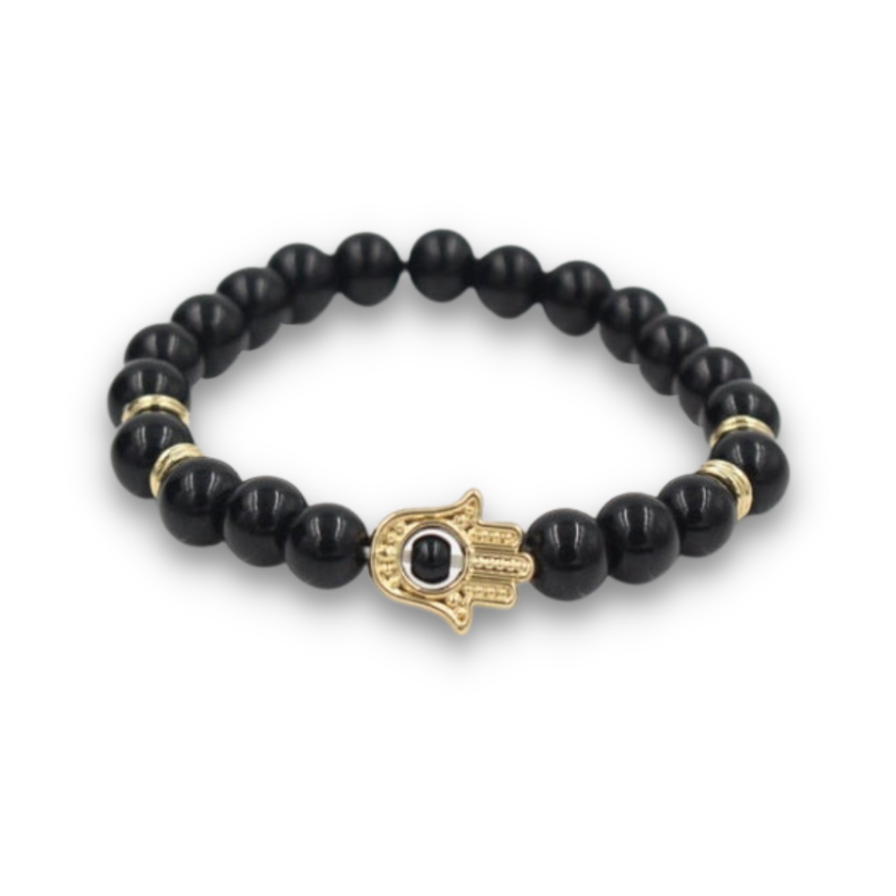 Bracelet en Obsidienne "Protection & Réconfort" - Main de Fatma