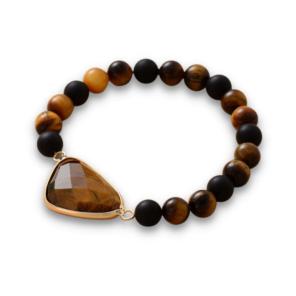 Bracelet en Oeil de tigre "Courage & Audace" - Cabochon
