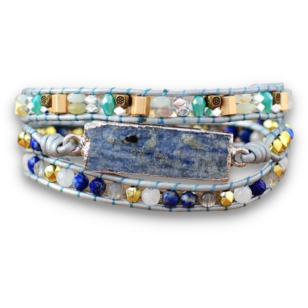 Bracelet Bohémien en Aigue Marine "Jeunesse & Guérison"