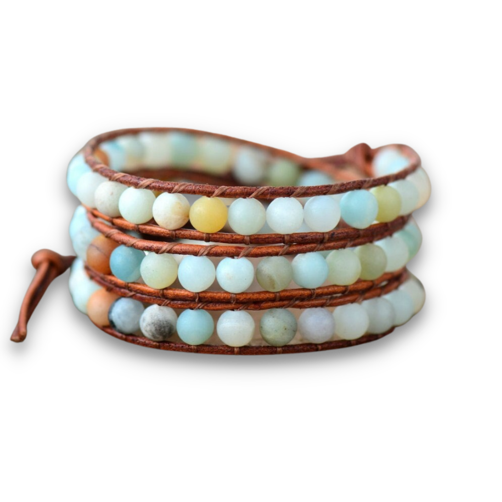 Bracelet Bohémien en Amazonite "Paix & Courage"