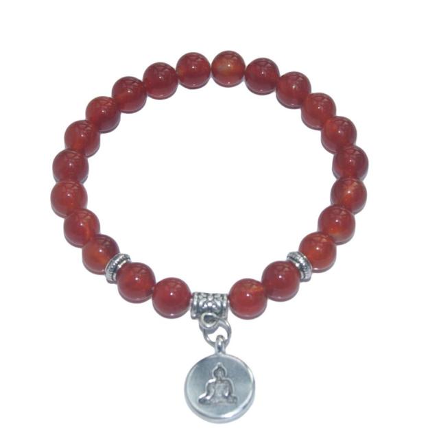 Bracelet Yoga en Agate feu "Énergie & Sécurité" - Bouddha