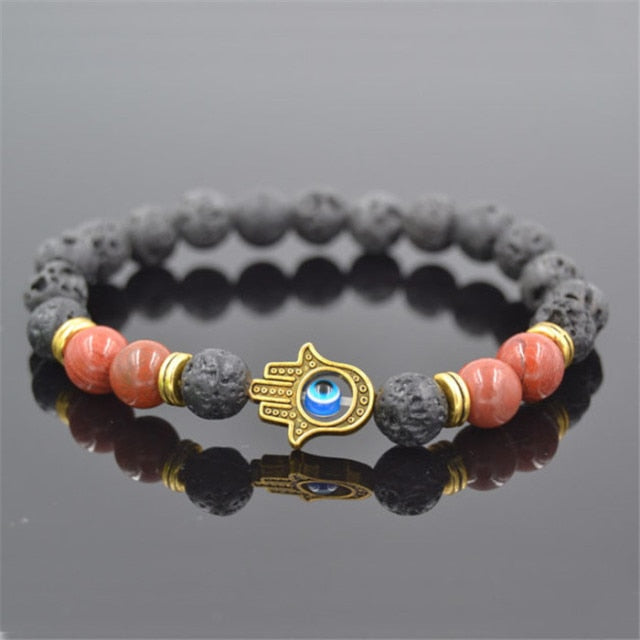 Bracelet en Pierre de lave "Ancrage & Stabilité" - Main de Fatma