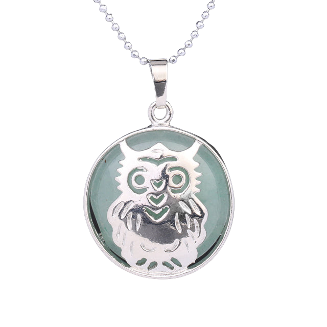 Chaîne et son Pendentif Reiki en Aventurine verte "Développement & Épanouissement" - Chouette