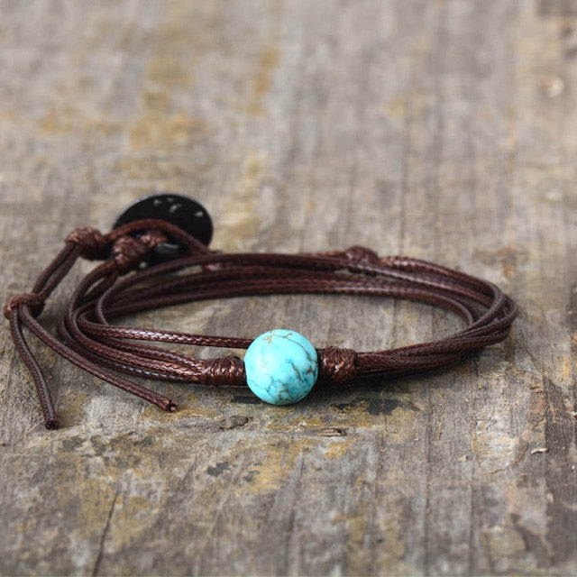 Bracelet Bohémien en Turquoise bleue "Sérénité & Bien être"