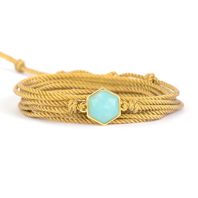 Bracelet Bohémien en Amazonite "Paix & Courage"