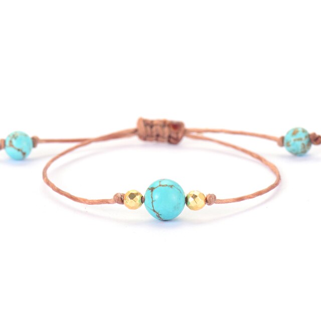 Bracelet Bohémien en Turquoise bleue "Sérénité & Bien être"