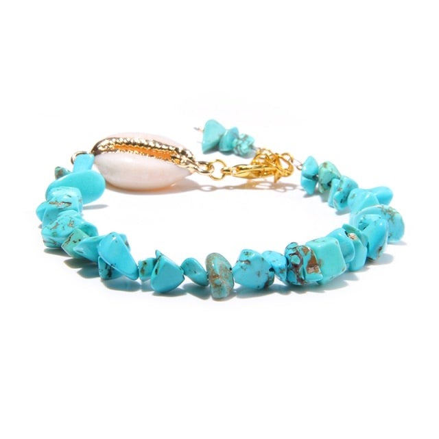 Bracelet Baroque en Turquoise bleue "Sérénité & Bien être" - Coquillage