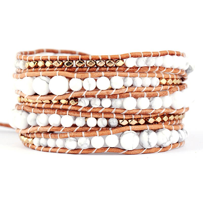 Bracelet Bohémien en Turquoise blanche "Sagesse & Conscience"