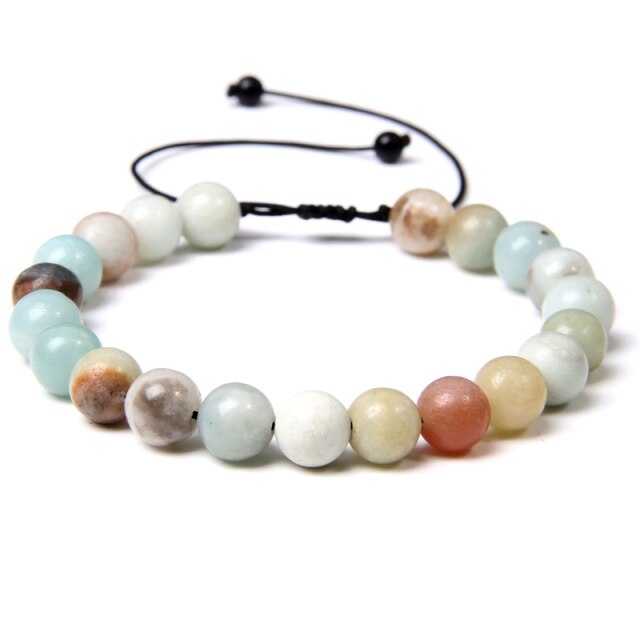 Bracelet en Amazonite "Paix & Courage" - Ajustable