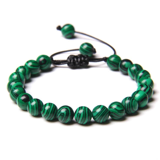Bracelet Indien en Malachite "Protection & Clairvoyance" - Ajustable