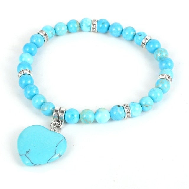 Bracelet en Turquoise bleue "Sérénité & Bien être" - Coeur