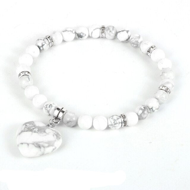 Bracelet en Turquoise blanche "Sagesse & Conscience" - Coeur