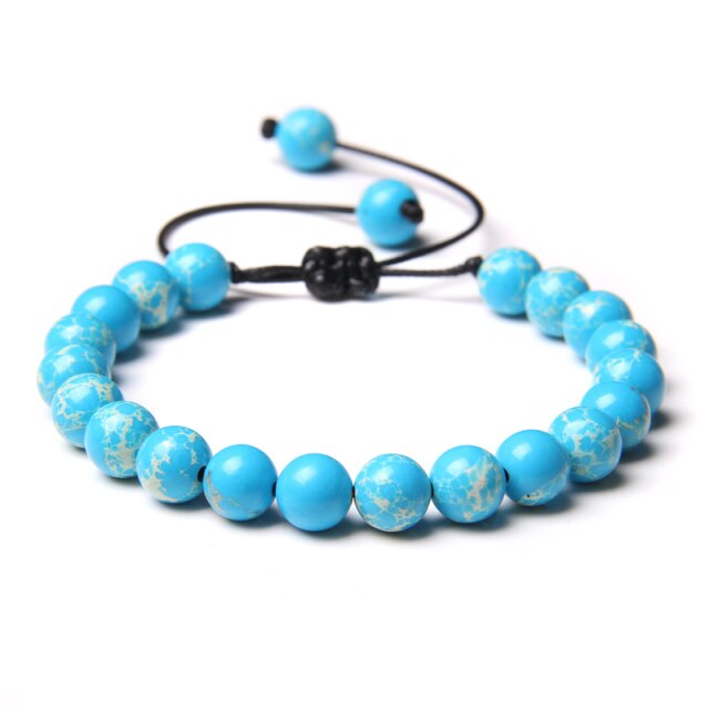 Bracelet en Turquoise bleue "Sérénité & Bien être" - Ajustable