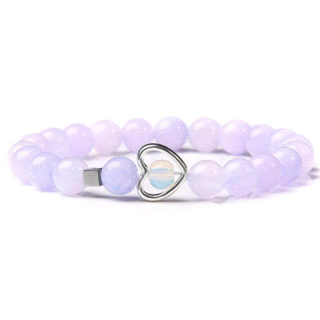 Bracelet Yoga en Calcédoine lilas "Sérénité & Guérison" - Coeur