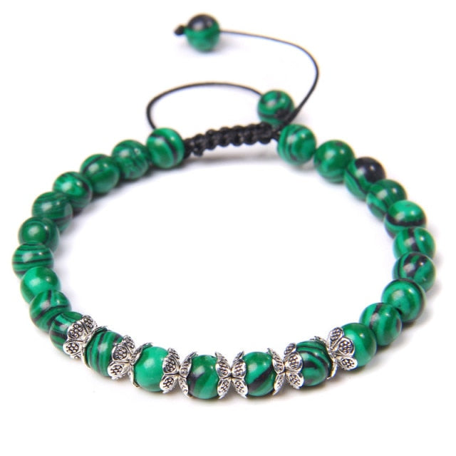 Bracelet Yoga en Malachite "Protection & Clairvoyance" - Ajustable