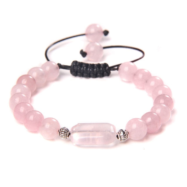 Bracelet en Quartz rose "Amour & Confiance en soi" - Ajustable