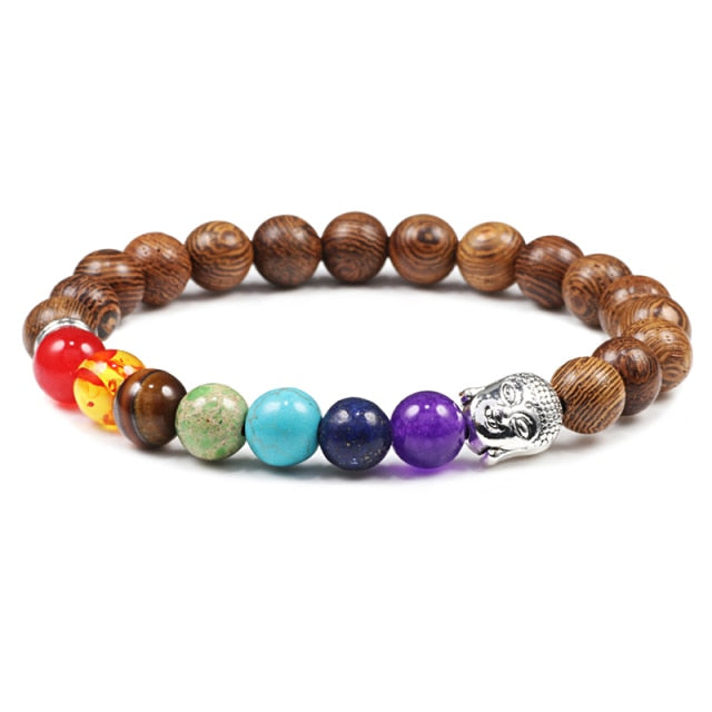 Bracelet Sept Chakras en Bois "Amplification & Energie" - Bouddha