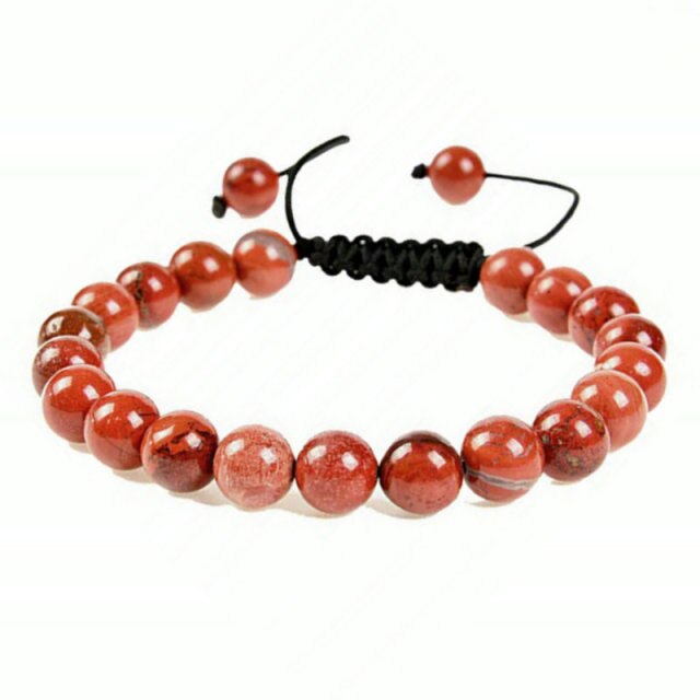 Bracelet Yoga en Jaspe rouge "Force & Spiritualité" - Ajustable
