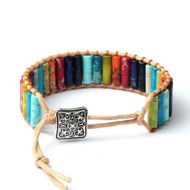 Bracelet Bohémien Sept Chakras en Jaspe "Épanouissement & Estime de soi"