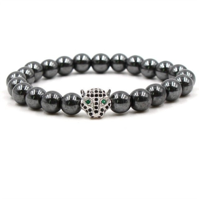 Bracelet Magnétique en Hématite "Force & Puissance" - Panthère
