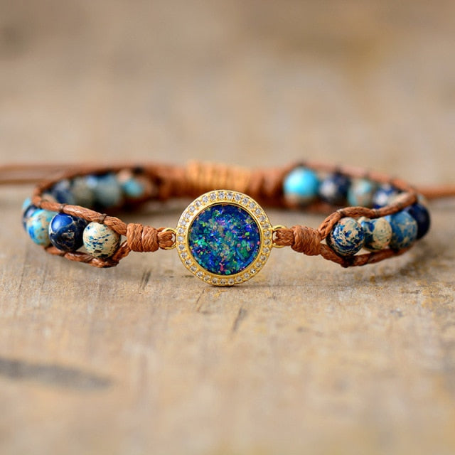 Bracelet Bohémien en Opale et Jaspe "Créativité & Spontanéité"