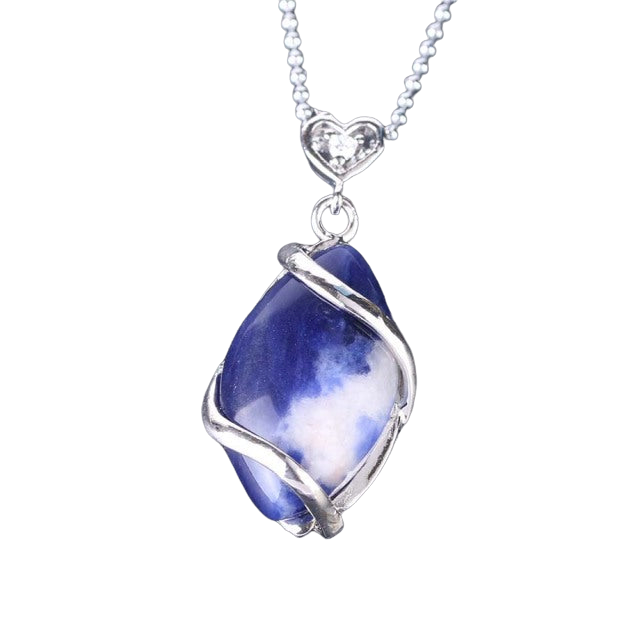 Chaîne et son Pendentif Guérison en Sodalite "Humilité & Courage"