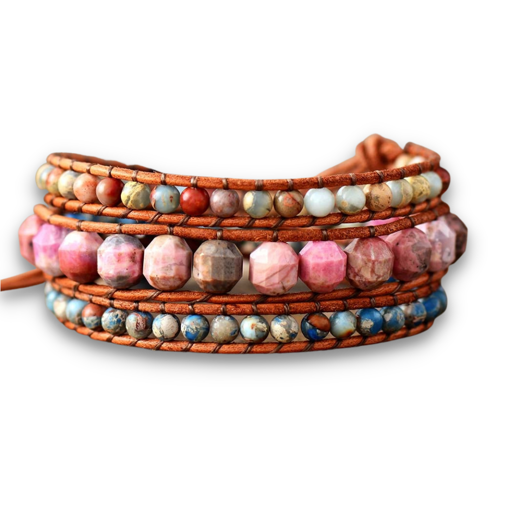 Bracelet Bohémien en Rhodonite "Amour & Bienveillance"